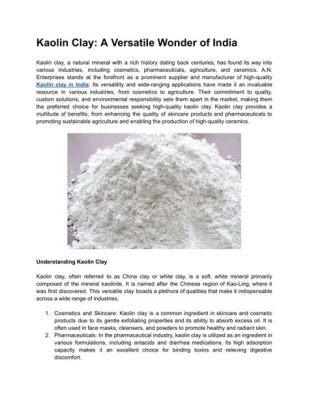  Kaolin!  The Versatile Wonder Clay for Ceramics and Papermaking Applications